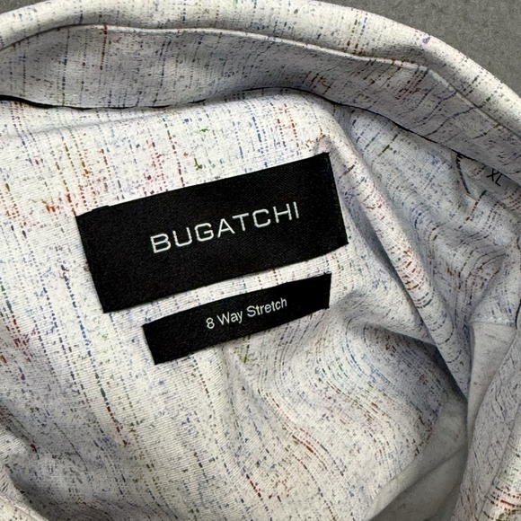 Bugatchi 8 Way Stretch Shirt Mens XL Short Sleeve Geometric Slim Performance - Picture 3 of 8
